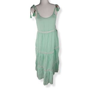 Rachel Zoe Linen Blend Tiered  Maxi Dress Small